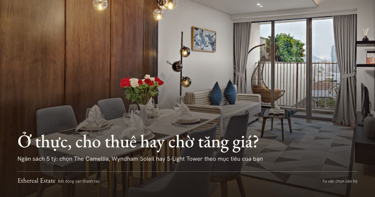 Phòng khách và bàn ăn của một căn hộ cao cấp tại Đà Nẵng