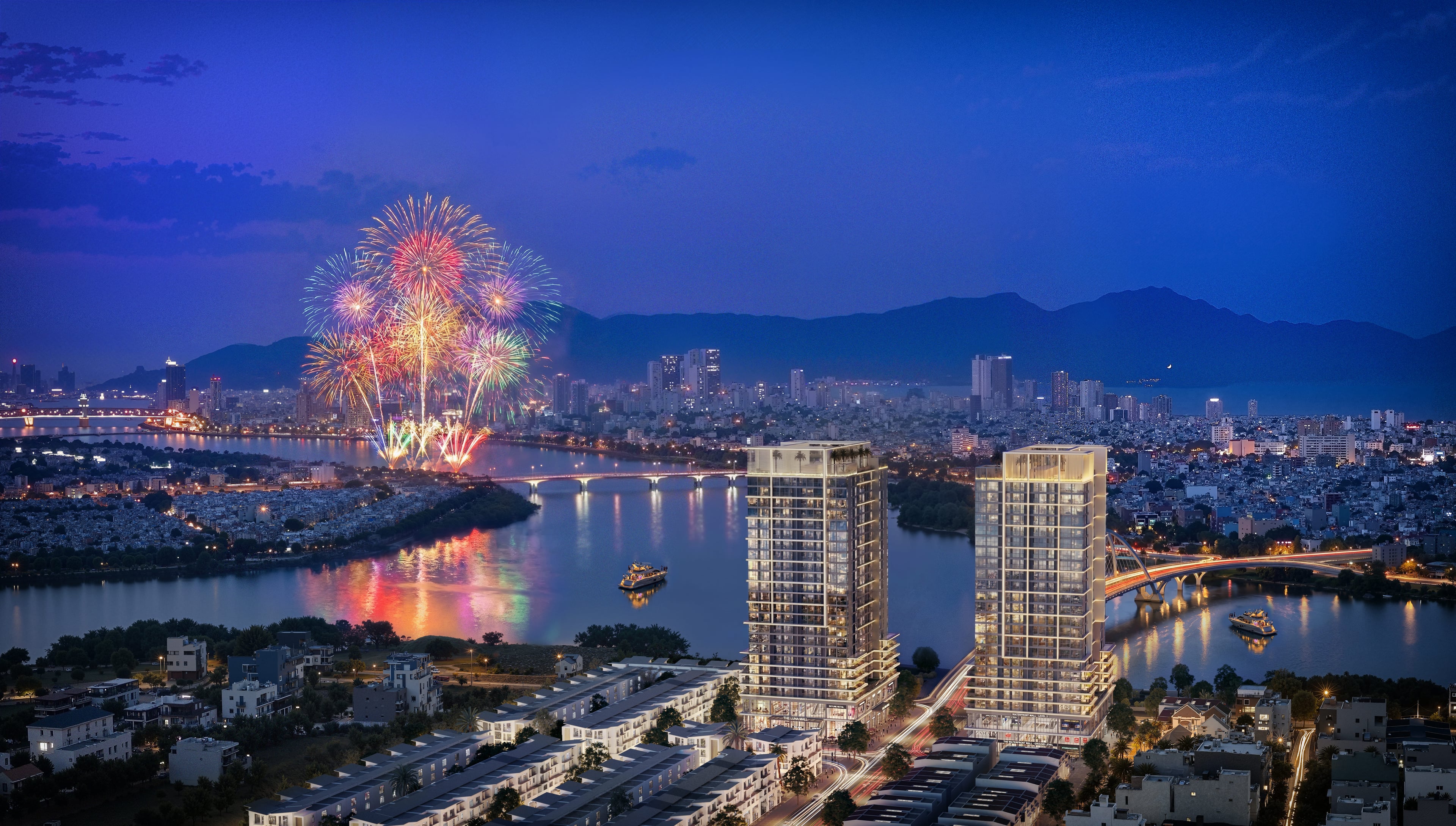 S-Light Tower – Pháo hoa tổng thể nhìn từ ban công