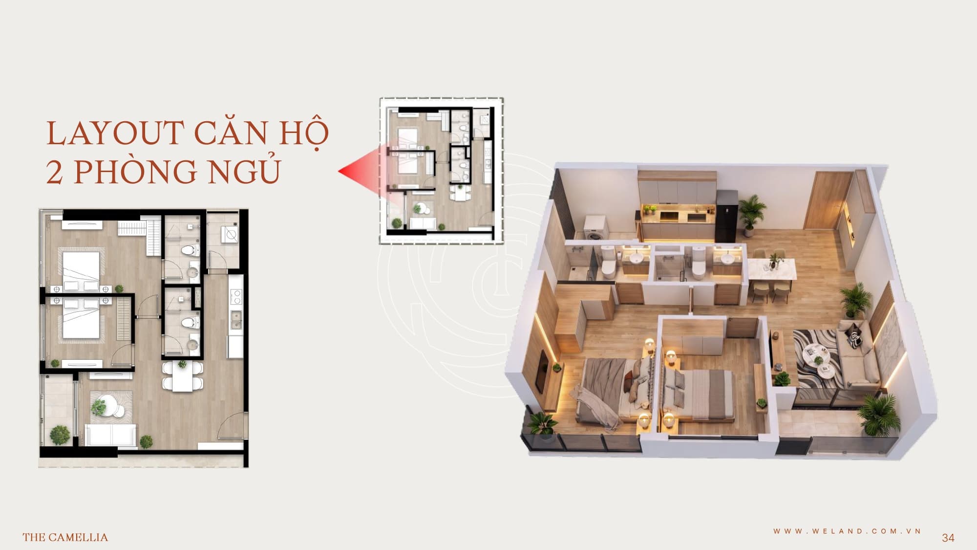 2 Phòng Ngủ
57.4 – 72.7 m²